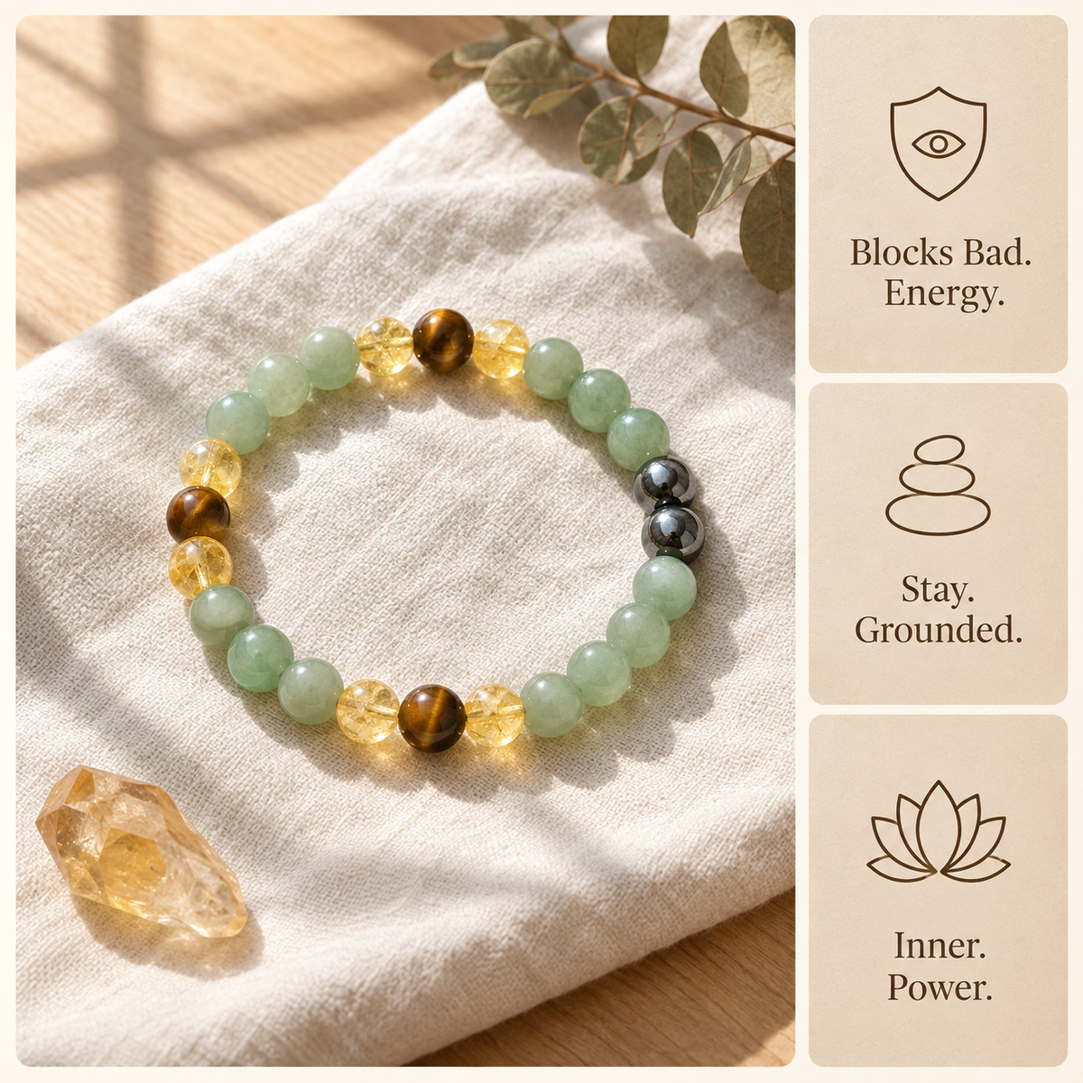 Abundance Bracelet — citrine, green aventurine and African turquoise